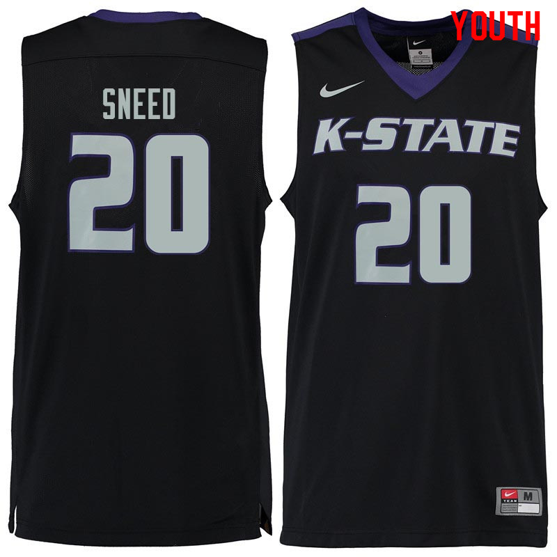 Youth #20 Xavier Sneed Kansas State Wildcats College Basketball Jerseys Sale-Black